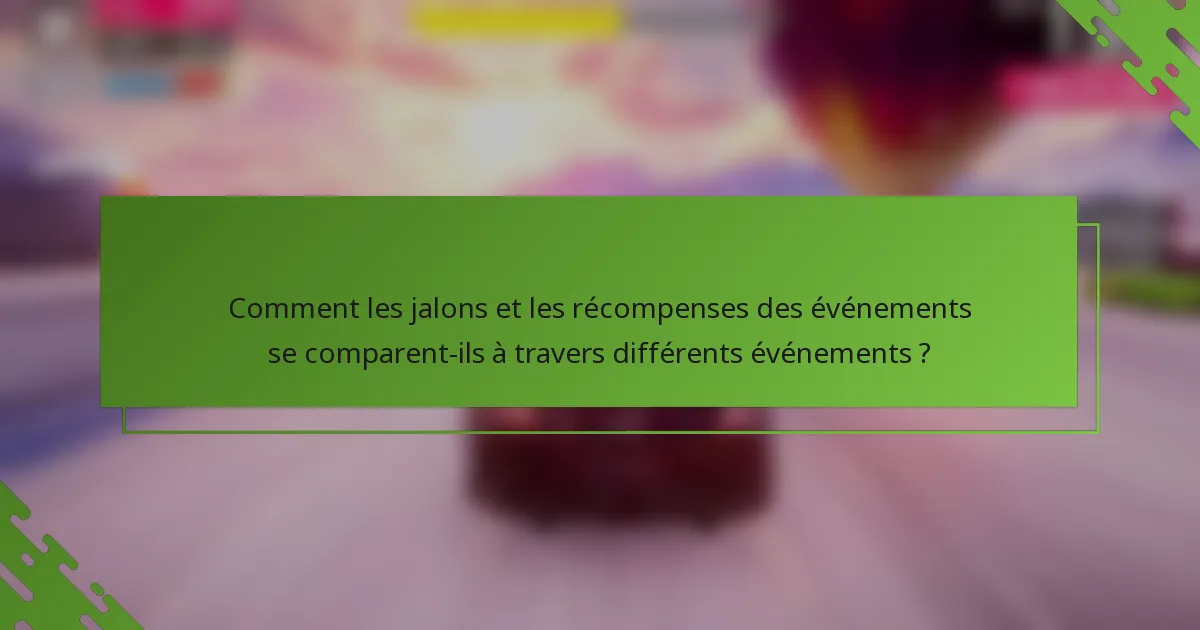 Comment les jalons et les récompenses des événements se comparent-ils à travers différents événements ?
