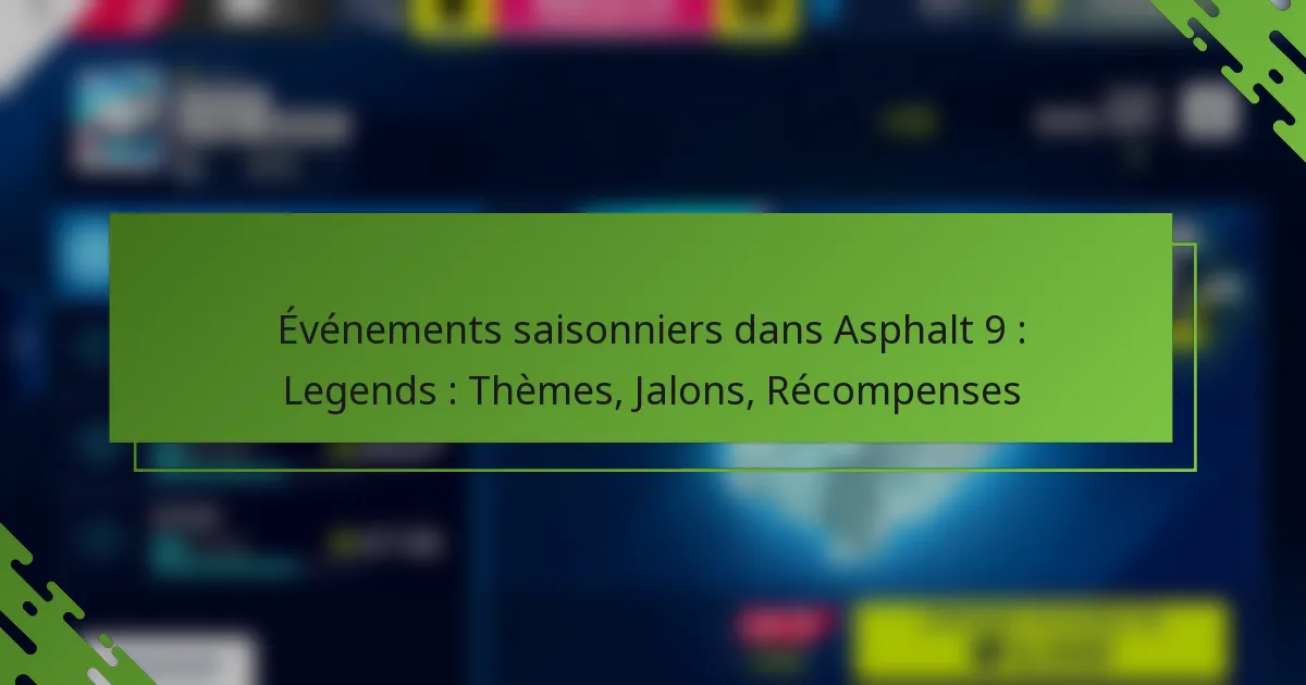 Événements saisonniers dans Asphalt 9 : Legends : Thèmes, Jalons, Récompenses